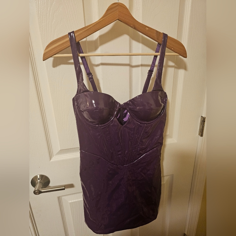 Oh Polly Purple Vinyl Feel Dress